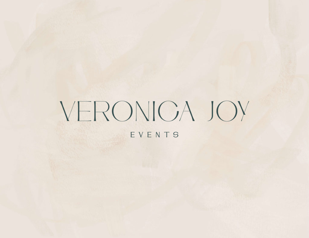 Veronica Joy Events logo with caramel white background