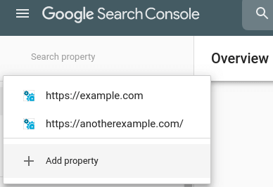 An example to select your website in the Google Search Console. One of the steps to boost your Showit website SEO. 